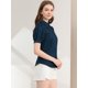 thumbnail image 4 of Camisa abotonada de oficina Allegra K Algodón con cuello de manga abullonada Azul oscuro M, 4 of 6