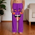 thumbnail image 4 of Funny Boys Beach Pants Kids Purple Laughing Face Pjs Pants Soft Graphic Print with Pockets Elastic Waist,Size 9 T, 4 of 9