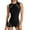 a-Black375105, variant on Women's Stretchy Slim Fit Tank Swimsuit Two Tone Sleeveless Crewneck Half Zipper Onesie Bathing Suit For Casual Daily Wear Beach Swim Fashionable Swimwear