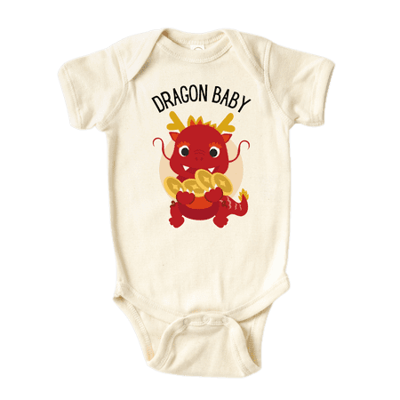 Dragon Baby Lunar New Year Cute Baby Bodysuit Shirt Premium Custom Clothes Unisex Baby Gift for Mom Newborn 3-6m Natural