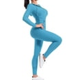 thumbnail image 5 of MixMatchy Women's Solid Scrunch Butt Active Leggings Zip Up Jacket Set Workout Yoga Outfit, 5 of 5