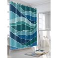 thumbnail image 3 of Fsddascl Turquoise Blue Shower Curtain Set - 72" x 78" Washable Bathtub Curtain with 12 Hooks, Green Gradient Abstract Wave Stripes Waterproof Fabric Stall Shower Curtains for Bathroom/Bathtub Décor, 3 of 6