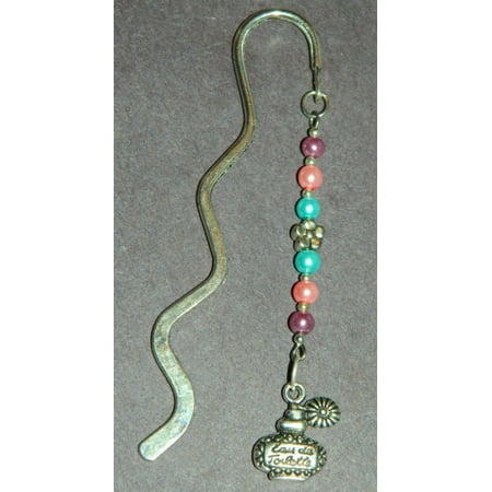 Metal Perfume Bottle - Handmade Glass Pearl Silver Perfume Bottle Metal Bookmark NEW U Pick Colors
