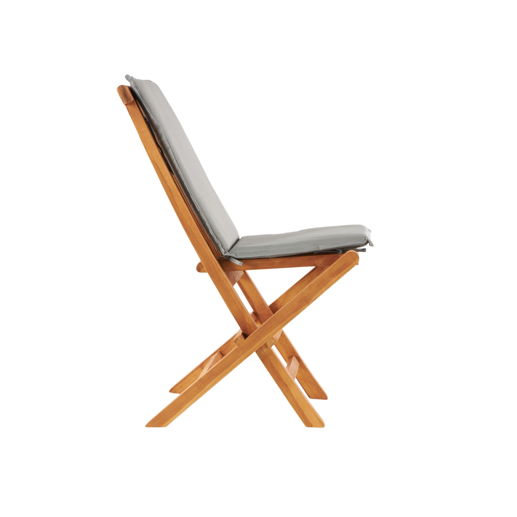 DecMode Folding Outdoor Dining Chair with Cushions - Teak Wood - Set of 2 - Brown