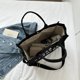 thumbnail image 2 of Bolso De Hombro Bolso Bandolera Para Mujer Bolso De Compras Grande Con Estampado De Alfabeto De Lona De Gran Capacidad, 2 of 7
