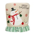 thumbnail image 2 of Hometravel Creative Christmas Chair Cover, Cartoon Old Man Snowman White Velvet Seat Slipcover, Holiday Scene Layout Decor for Dining, Party, Home, 2 of 6
