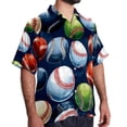 thumbnail image 2 of Baseball Men's Short Sleeve Poplin Shirt, Casual Button Down Shirts, Printed Summer Beach Shirt, Unisex Casual Button Down Top, 2 of 6