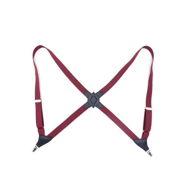 Youkk Men Women Brace Fashionable Replacement Korean Portable Solid Color Adjustable Elastic Back Braces with 2 Clips Wine Red