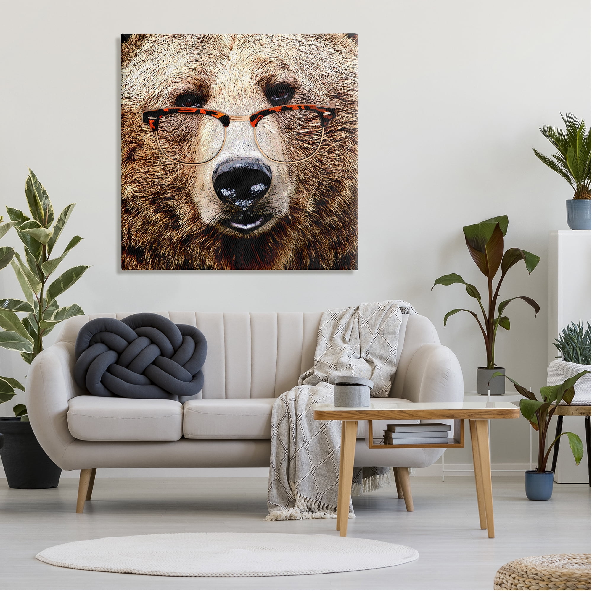 Stupell Wildlife Grizzly Bear Glasses Animals & Insects Painting Gallery Wrapped Canvas Print Wall Art