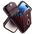 thumbnail image 2 of HZSY.Mobile phone case suitable for iPhone 15 Pro Max card slot protective cover crossbody mobile phone leather case-Wine red, 2 of 5