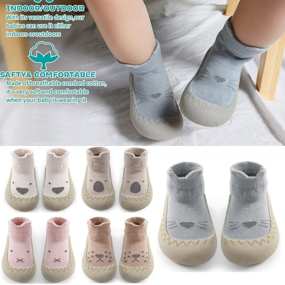 Baby Sock Shoes Toddler Cartoon Soft Rubber Sole Non Slip Floor Slipper for Boys Girls First Walking