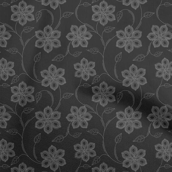 oneOone Rayon Gray Fabric Floral Sewing Material Print Fabric By The Yard 56 Inch Wide