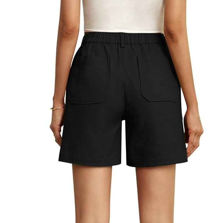 YUSIM Womens Cargo Shorts with Pockets- Comfort Waist Stretch