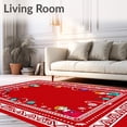 thumbnail image 2 of ODIKA 2'x3' Machine Washable Non-Slip Area Rug, Jolly Santa Workshop Whimsical North Pole Journey Adventure High Traffic Rug, Red, 629904, 2 of 7