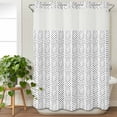 thumbnail image 3 of Black Striped No Hook Shower Curtain Waterproof, Bathroom Curtains with Snap in Liners and See Through Top Window, Modern Abstract Art Geometric Hotel Style Bathtub Curtains Shower 48"Wx72"L, 3 of 8