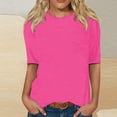thumbnail image 2 of T-shirt pour Femmes Col Rond Manches 3/4 Blouse Imprimée Confortable Hauts Femmes Tendance Rose Vif P, 2 of 4