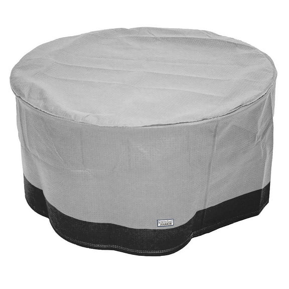 NEH Outdoor Patio Round Ottoman / Side Table Furniture Cover - 31" Diameter x 18"H - Breathable Material, Sunray Protected, and Weather Resistant Storage Cover - Gray with Black Hem