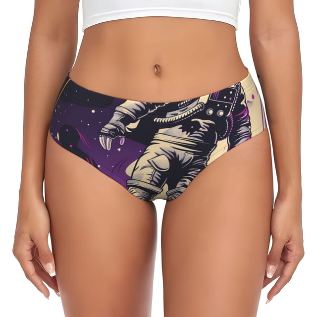 Fotbe Astronaut Floating purple Space Calzones Estampados para Mujer – Ropa Interior de Algodón, Cómoda, Suave y Elástica-3X-Large
