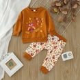 thumbnail image 2 of Gerichy Toddler Baby Boy Clothes Fall Winter Outfit, Toddler Boys Girls Thanksgiving Day Long Sleeve Cartoon Prints T Shirt Pullover Tops Pants Outfits, 2 of 7