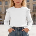 thumbnail image 2 of Ticikt Toddler Baby Girls Long Sleeve Ruffle T Shirt Kids Casual Plain Solid Top Blouse T-Shirt Undershirt for All Season,Color:White, 2 of 5