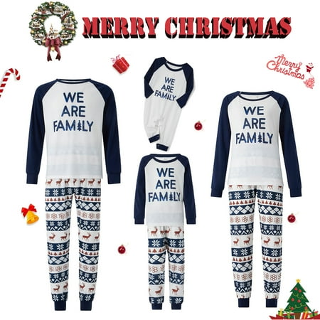 

We Are Family Christmas Matching Pajamas Set Xmas Print Tops Pants Holiday Loungewear Sleepwear Jammies Pjs Outfit