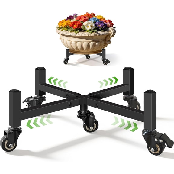 Plant Caddy with Wheels, Adjustable 22" to 30" Plant Stand Indoor Outdoor Heavy Duty 500LB Rolling Plant Dolly with 360° Lockable Casters for Indoor & Outdoor Large Planters