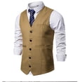 thumbnail image 2 of Chaqueta de Traje de Ocio de Bolsillo sin Cuello en V de Color Sólido sin Mangas, Trajes de Hombre de Ajuste Delgado para el Uso Formal Informal, 2 of 7