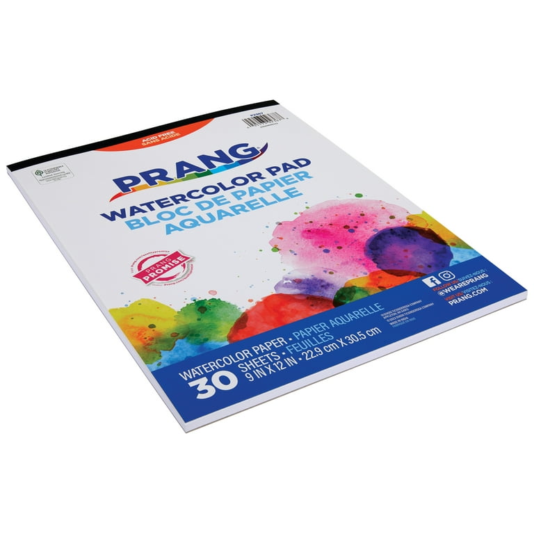 Prang Watercolor Paint Paper Pad, 9 in x 12 in, Medium Weight, 30 Sheets