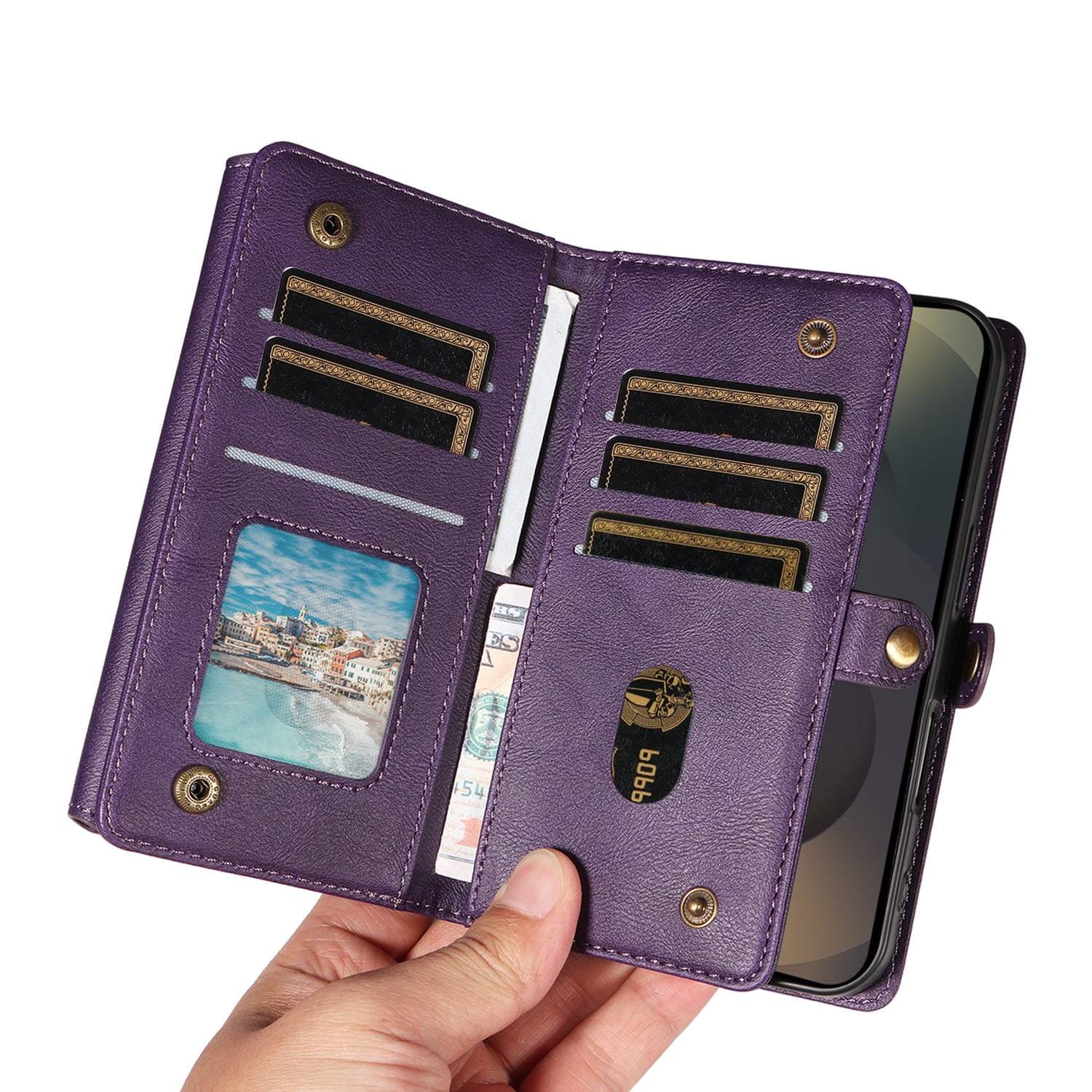 TECH CIRCLE Crossbody Phone Case for Galaxy S25 Ultra with Flip Wallet, RFID Blocking, Compatible with Wireless Charging, PU Leather Heavy-Duty Protective Fold Stand Case, Purple