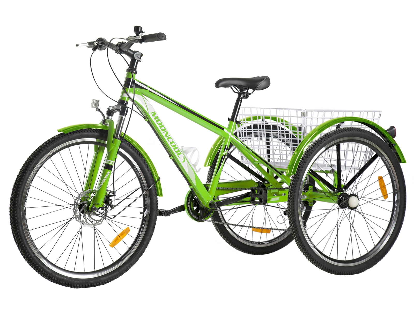 FICISOG Mountain Tricycle for Adults, 3 Wheeled 7-Speed Mountain Tricycle 24 inch 26 inch 27.5 inch Men's Women's Tricycles Cruiser Bike Featuring Disc Brakes, Cargo Basket