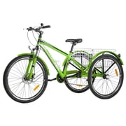 FICISOG Mountain Tricycle for Adults, 3 Wheeled 7-Speed Mountain Tricycle 24 inch 26 inch 27.5 inch Mens Womens Tricycles Cruiser Bike Featuring Disc Brakes, Cargo Basket