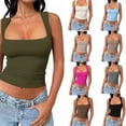 thumbnail image 6 of Yokua Women's Square Neck Sleeveless Double Layer Tank Top Summer Tops for Summer, 6 of 13