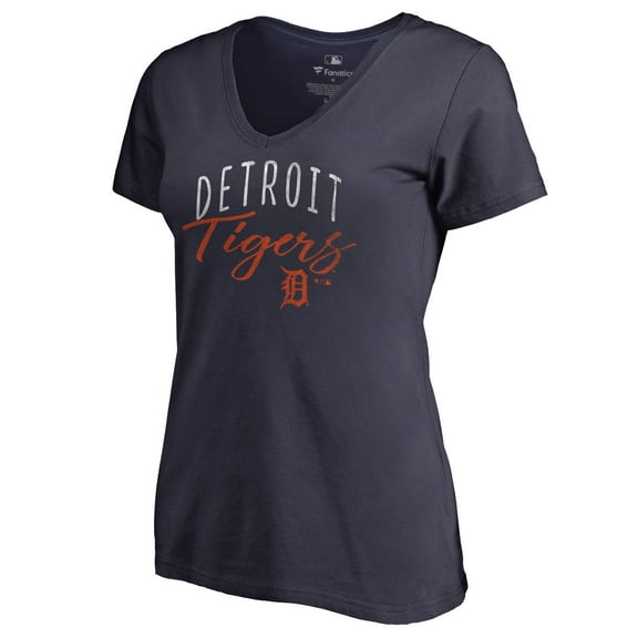 Women's Navy Detroit Tigers Graceful V-Neck T-Shirt