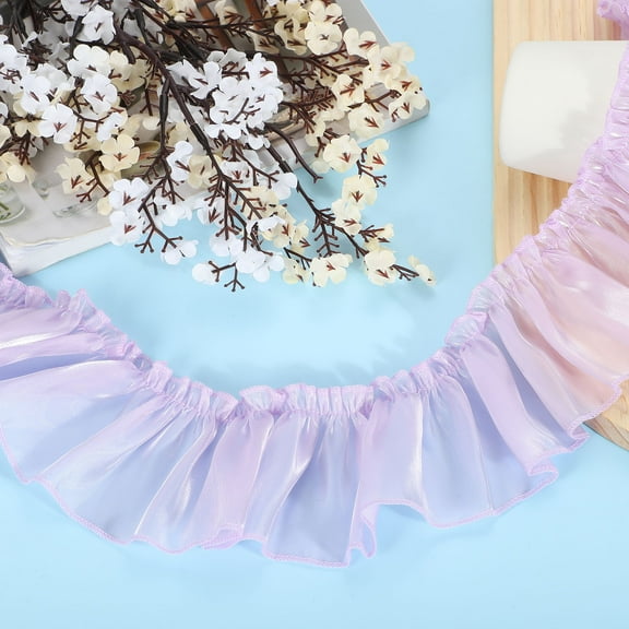 Uxcell 11 Yards Ruffle Lace Trim 2.5cm Pleated Organza Sewing Lace for DIY Craft Decoration, Light Pink