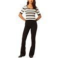 thumbnail image 2 of INSPIRE CHIC Women's Striped Blouse Casual Short Sleeve Basic Knitted Tops Black White 2XL, 2 of 5