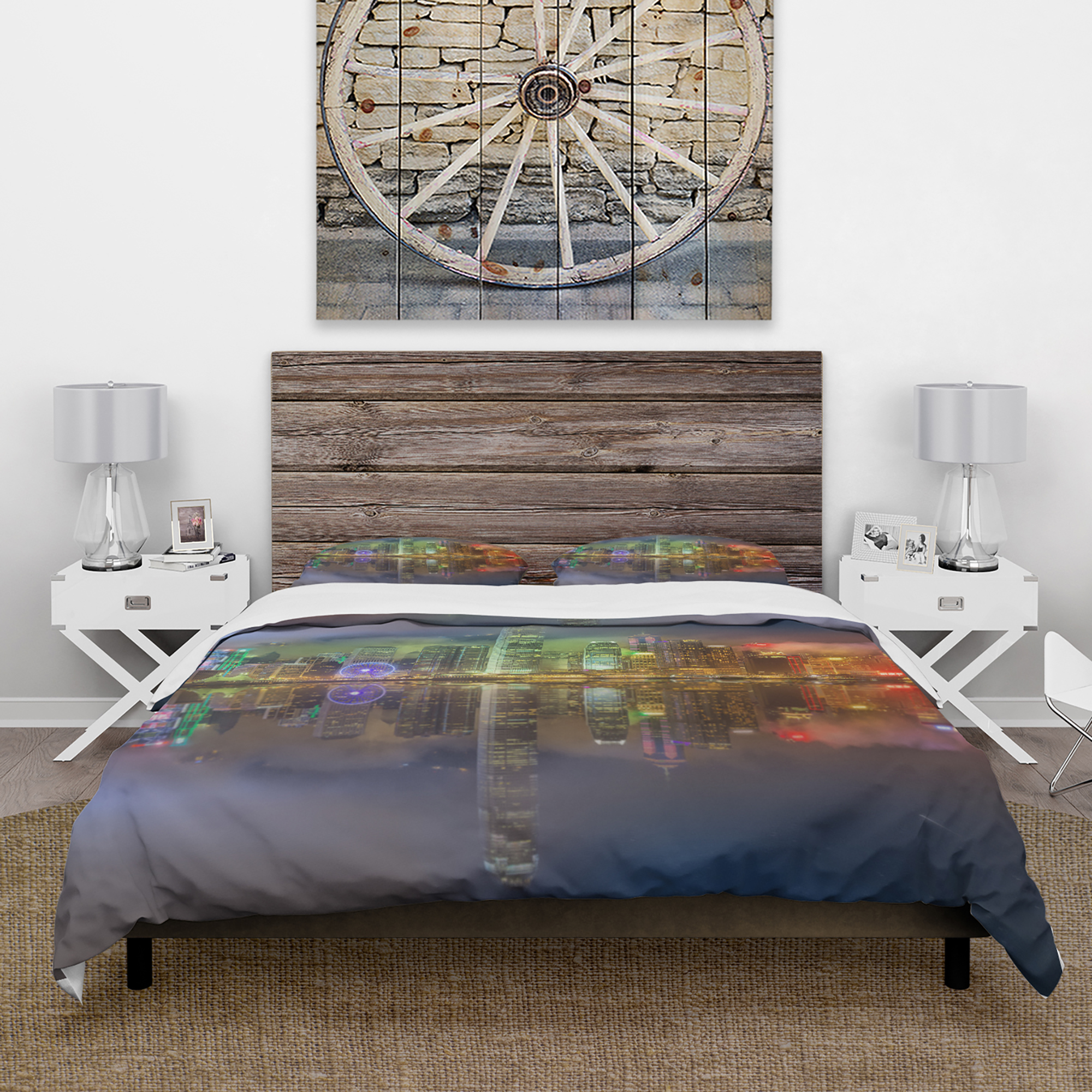 Designart 'Hong Kong Panoramic View' Modern & Contemporary Duvet Cover Set
