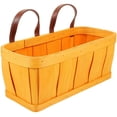 thumbnail image 3 of Yellow Wood Hanging Basket for Home Garlic Potato Storage Basket with Handle 12.5 x 8.5 x 6 Inches, 3 of 5