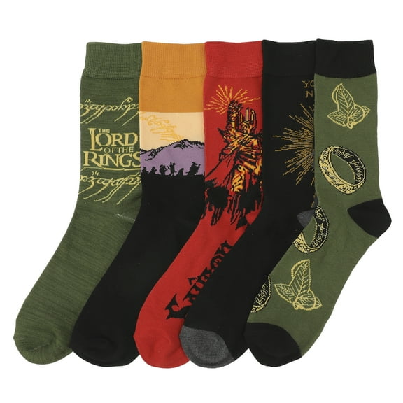 Lord Of The Rings Characters Adult 5-Pair Casual Crew Socks-OSFA