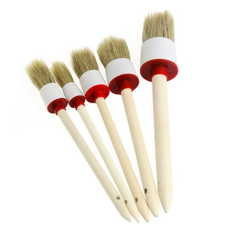 

JiaQi 5Pcs Soft Car Trim Seats Wheels Cleaning Wood Handle Round Head Brushes Set