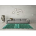 thumbnail image 3 of Ahgly Company Machine Washable Indoor Square Abstract Turquoise Blue Modern Area Rugs, 5' Square, 3 of 4