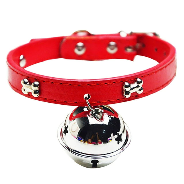 Collier pour Chat en Faux Cuir Ajustable avec Clochette Mignonne pour Chaton et Chiot