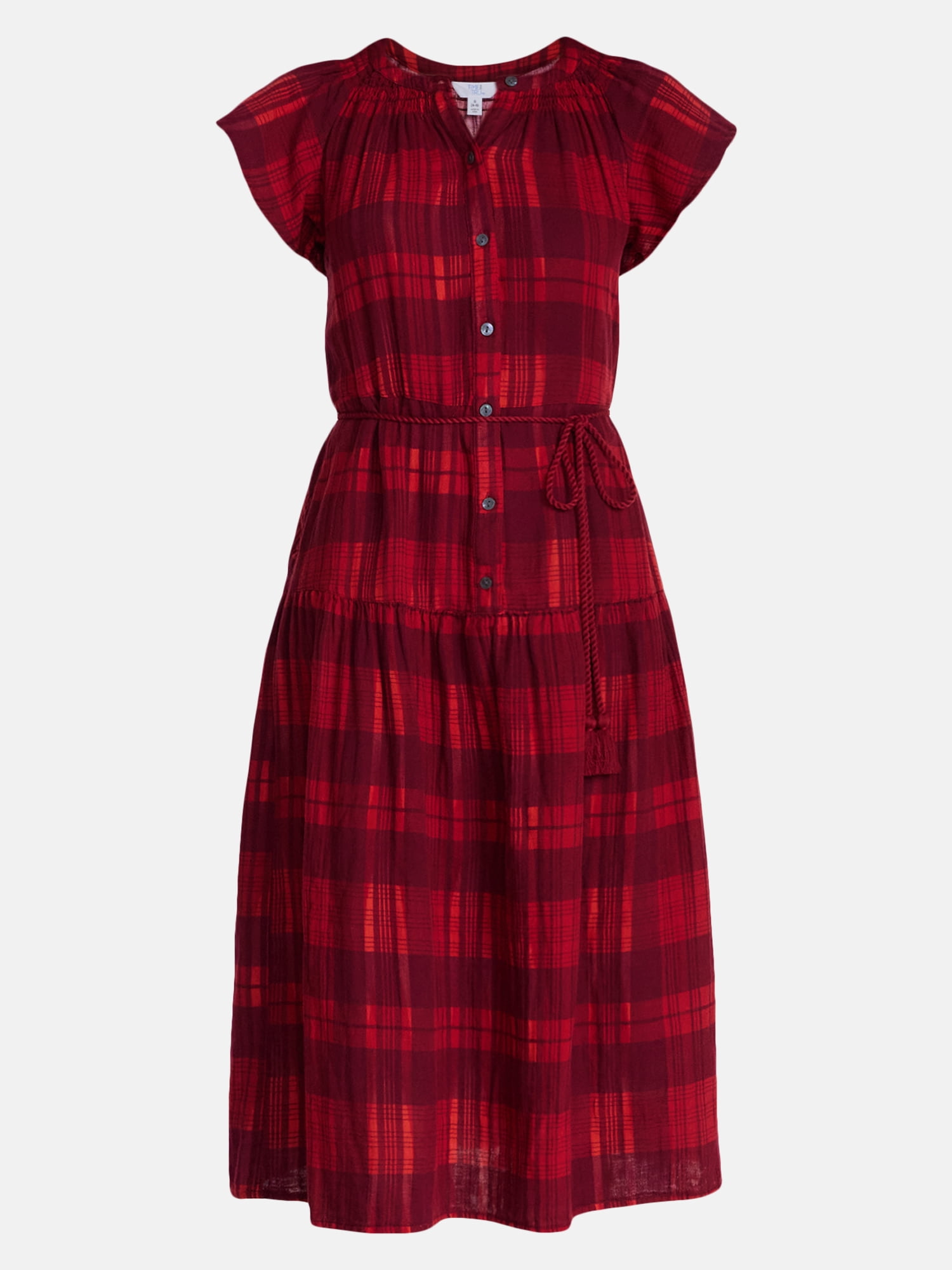 Time and Tru Women's Double Cloth Midi Dress, Sizes XS-XXXL