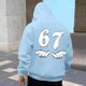 thumbnail image 1 of MHFRRA Sudadera con Capucha Estampada, Suave y Holgada, Ideal para Uso Informal y Actividades Al Aire Libre, con Tejido y Diseño Cómodos Azul cielo, 1 of 6