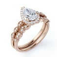 thumbnail image 4 of JeenMata Unique 1.5 Carat Pear Cut Moissanite Wedding Ring Set in 18k Gold Over Silver, 4 of 7