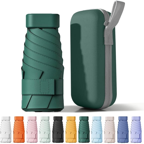 Travel Umbrella, Travel Mini Umbrella, Pocket Umbrella, UV Umbrella, UPF 50 , Portable Lightweight Compact, with Storage Box, for Men and Women