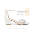 thumbnail image 3 of BLISSFUL STEP Satin Rhiness Open Toe Block Heel Sandals for Women White 6, 3 of 4