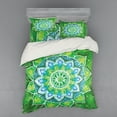 thumbnail image 2 of Mandala Duvet Cover Set, Grand Leaf Forms of Nature and Theme Green Boho Style Floral Print, Bedding Set with Shams and Fitted Sheet, 3 Sizes, by Ambesonne, 2 of 3