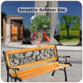 thumbnail image 6 of XF XINFENG Outdoor/ Patio/Garden Bench, Bronze Metal & Hardwood, Weatherproof, Capacity 440 Pounds, Perfect for Patio/Backyard/Deck/Porches, Orange-Brown, 6 of 6