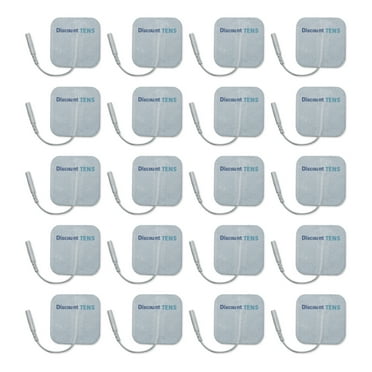 TENS Wired Electrodes Compatible with TENS 7000, TENS 3000 - 20 Premium 2"x2" Wired Replacement Pads for TENS Units - Discount TENS Brand