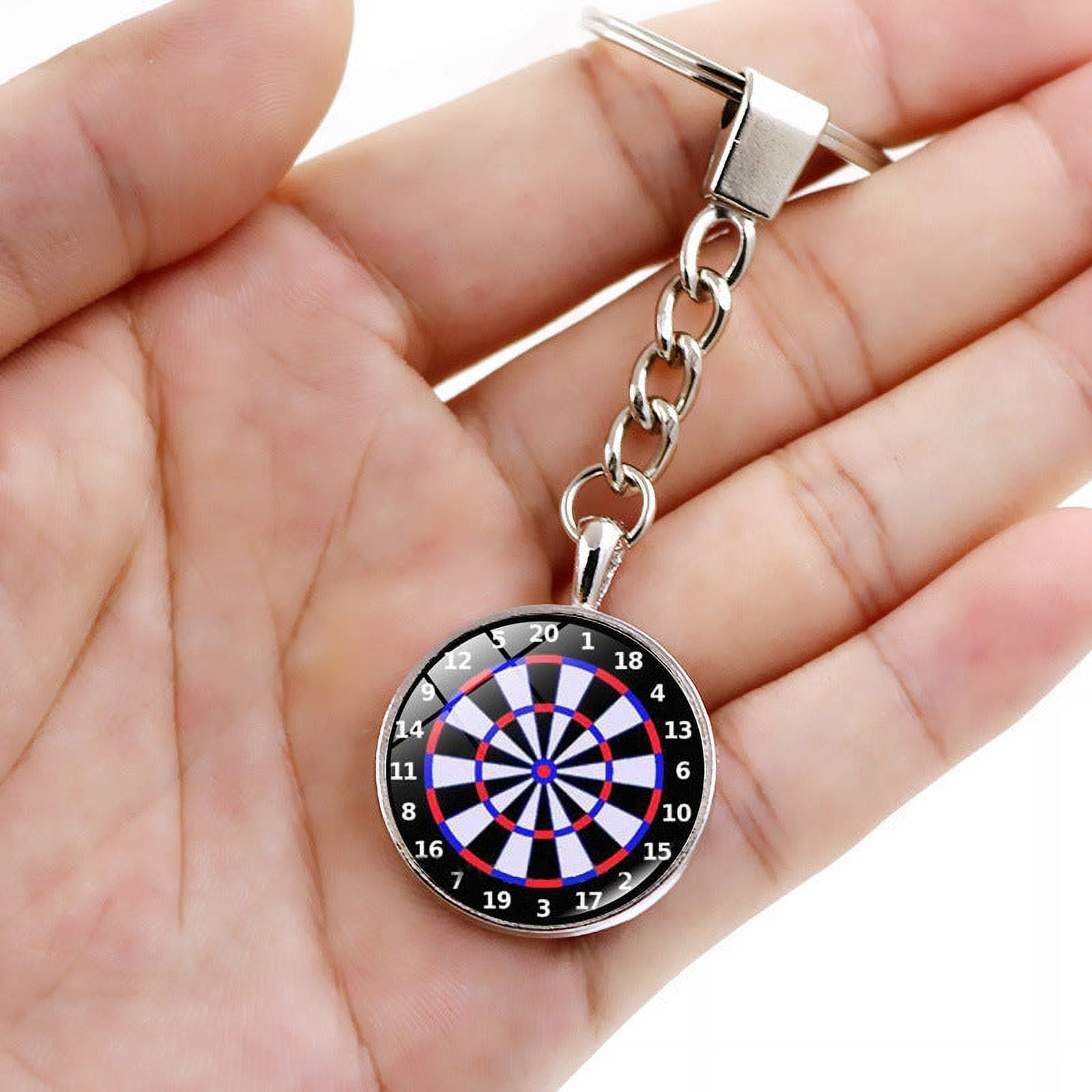 Metal Keychain with Glass Gem Dart Target Design Zinc Alloy Key Ring Creative Jewelry Accessory Gift for Friends and